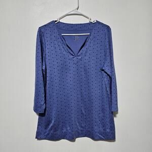 L.L. Bean Supima Cotton Women's Purple 3/4 sleeve Size Large Split Neck